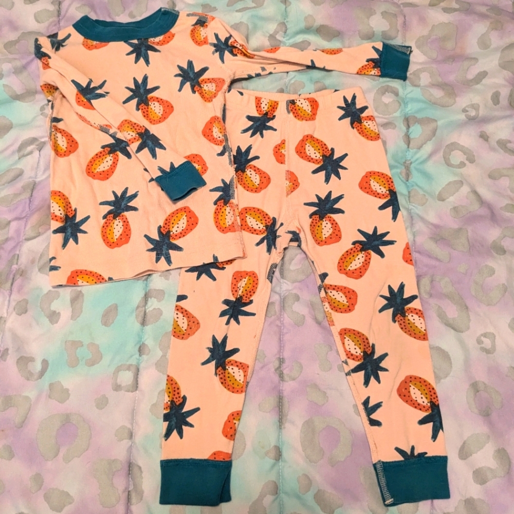 Hanna Andersson toddler child unisex pajama set cotton pineapple